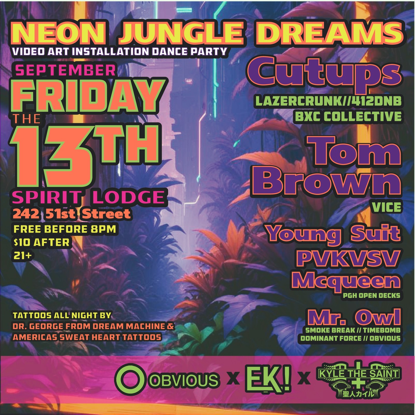 Friday Sept 23th: Neon Jungle Dreams: Video Art Installation Dance Party