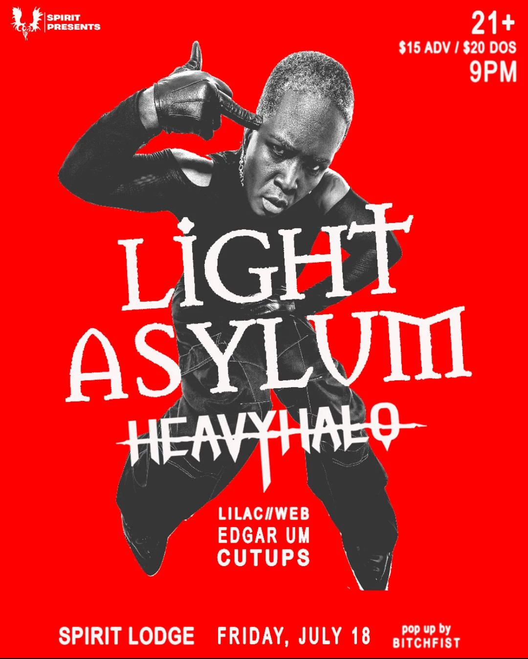Fri July 18th: Light Asylum, Heavy Halo, Lilac/Web, Cutups, Edgar Um @ Spirit