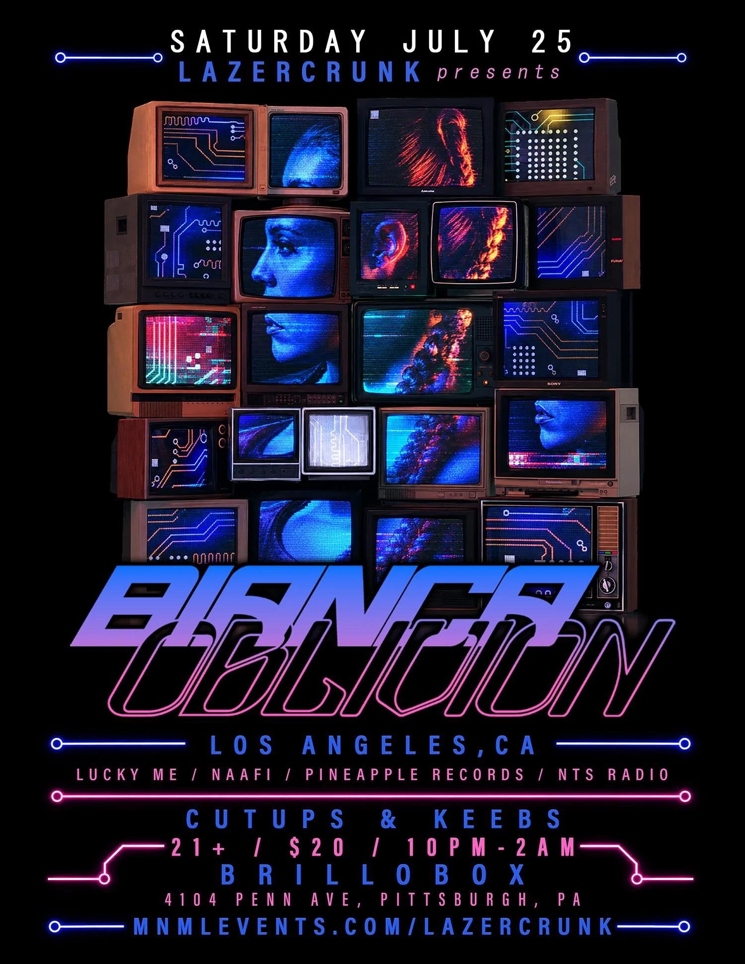 Sat July 25th LAZERCRUNK w/ Bianca Oblivion (LA) @ Brillobox